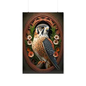 American Kestrel Premium Matte Vertical Posters - Art Nouveau Vintage Falcon art