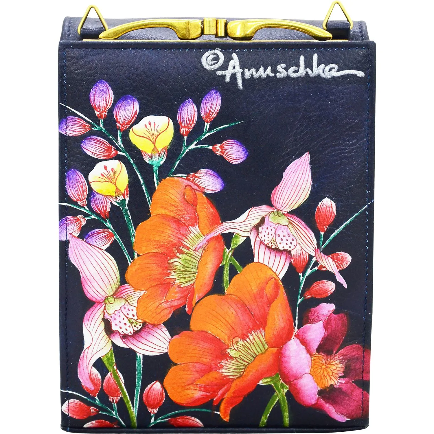 Anuschka Mini Sling Organizer with Mirror Moonlit Meadow Leather