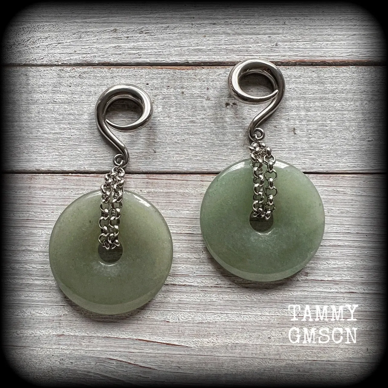 Aventurine ear weights-Gemstone ear hangers