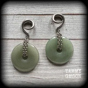 Aventurine ear weights-Gemstone ear hangers