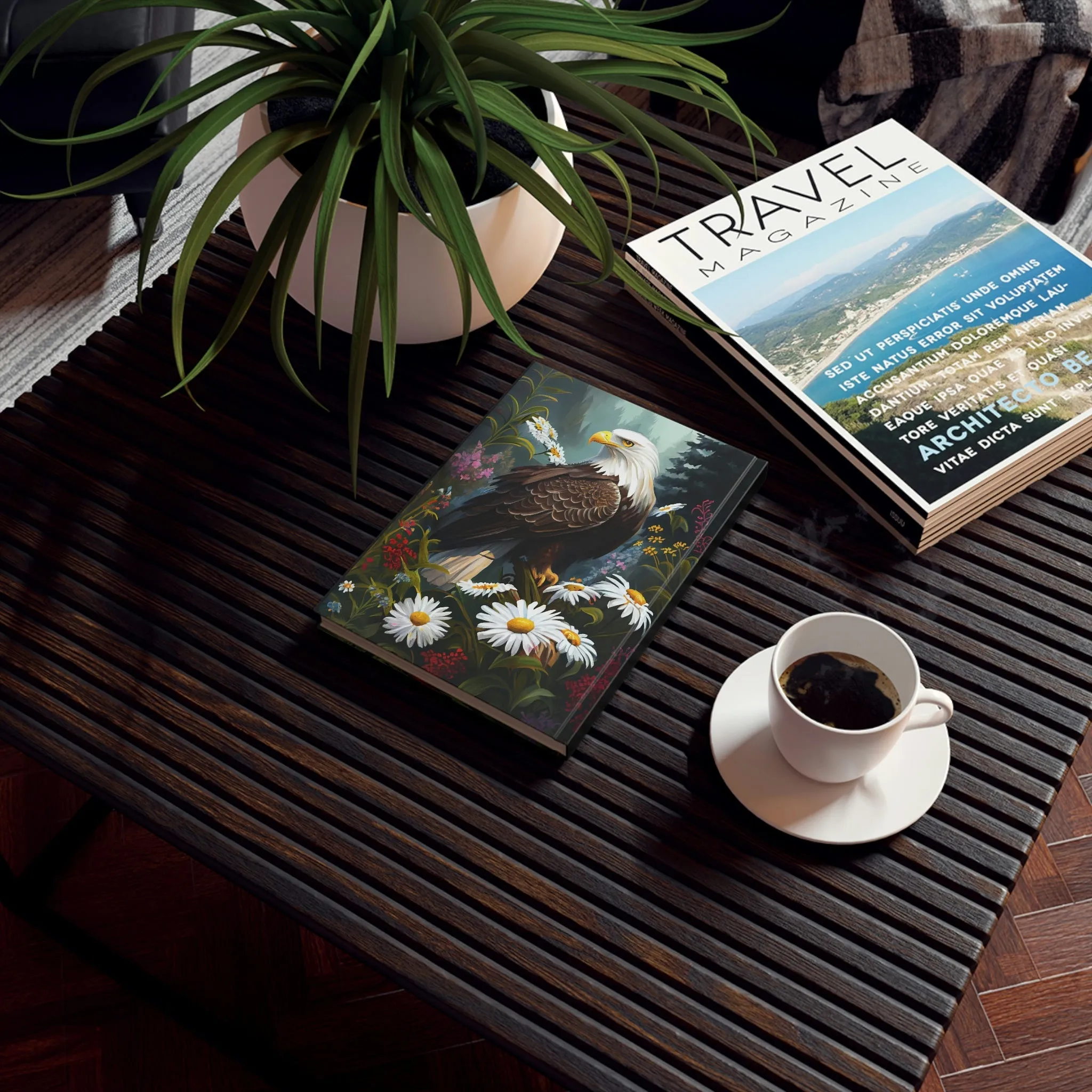 Bald Eagle in Garden Hard Backed Journal