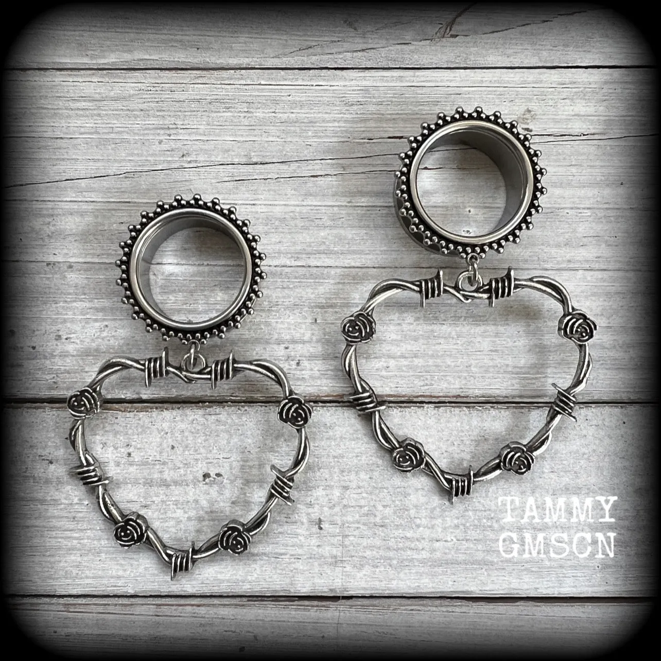 Barbed wire and rose tunnels-Punk earrings