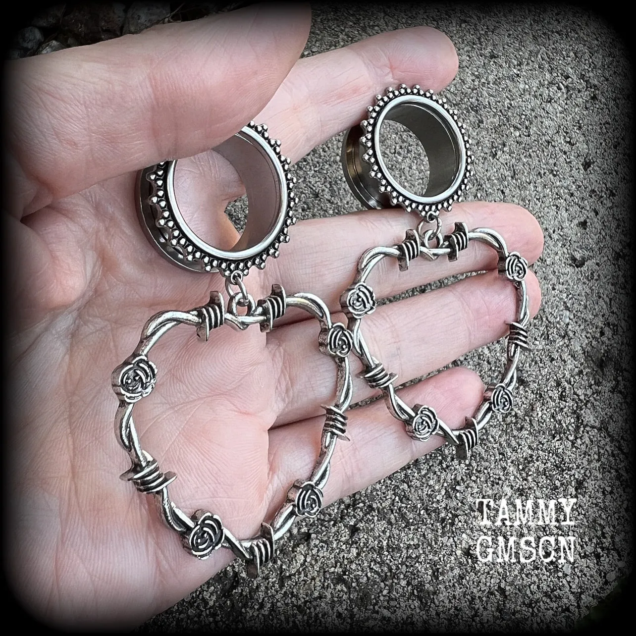 Barbed wire and rose tunnels-Punk earrings