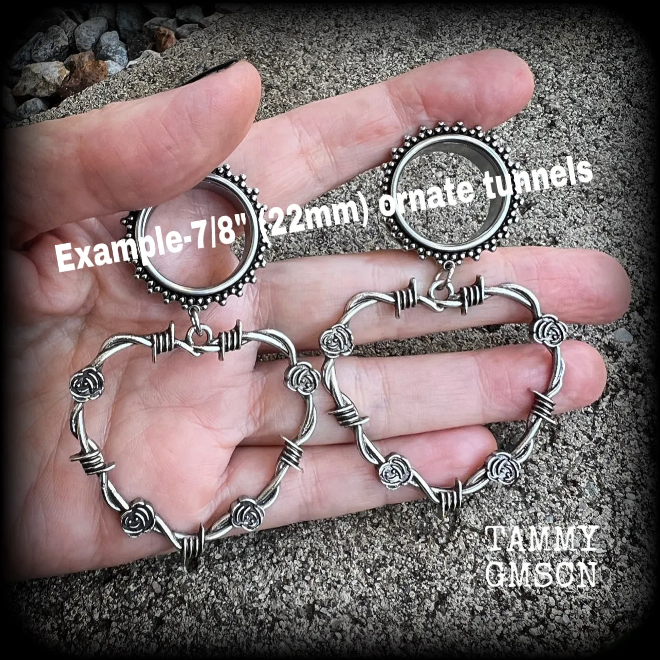 Barbed wire and rose tunnels-Punk earrings