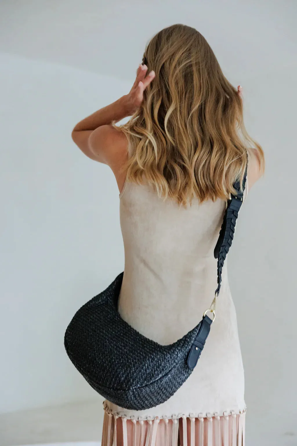 Black Zola Straw Bag