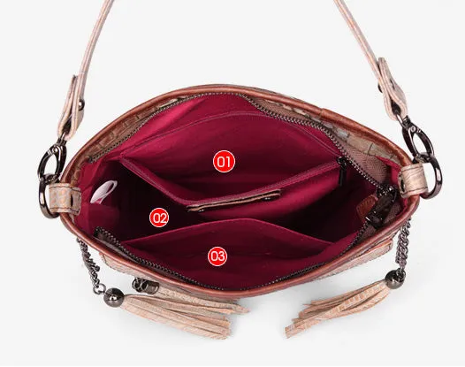 Chic Womens Boho Shoulder Bag With Fringe Cross Body Handbags