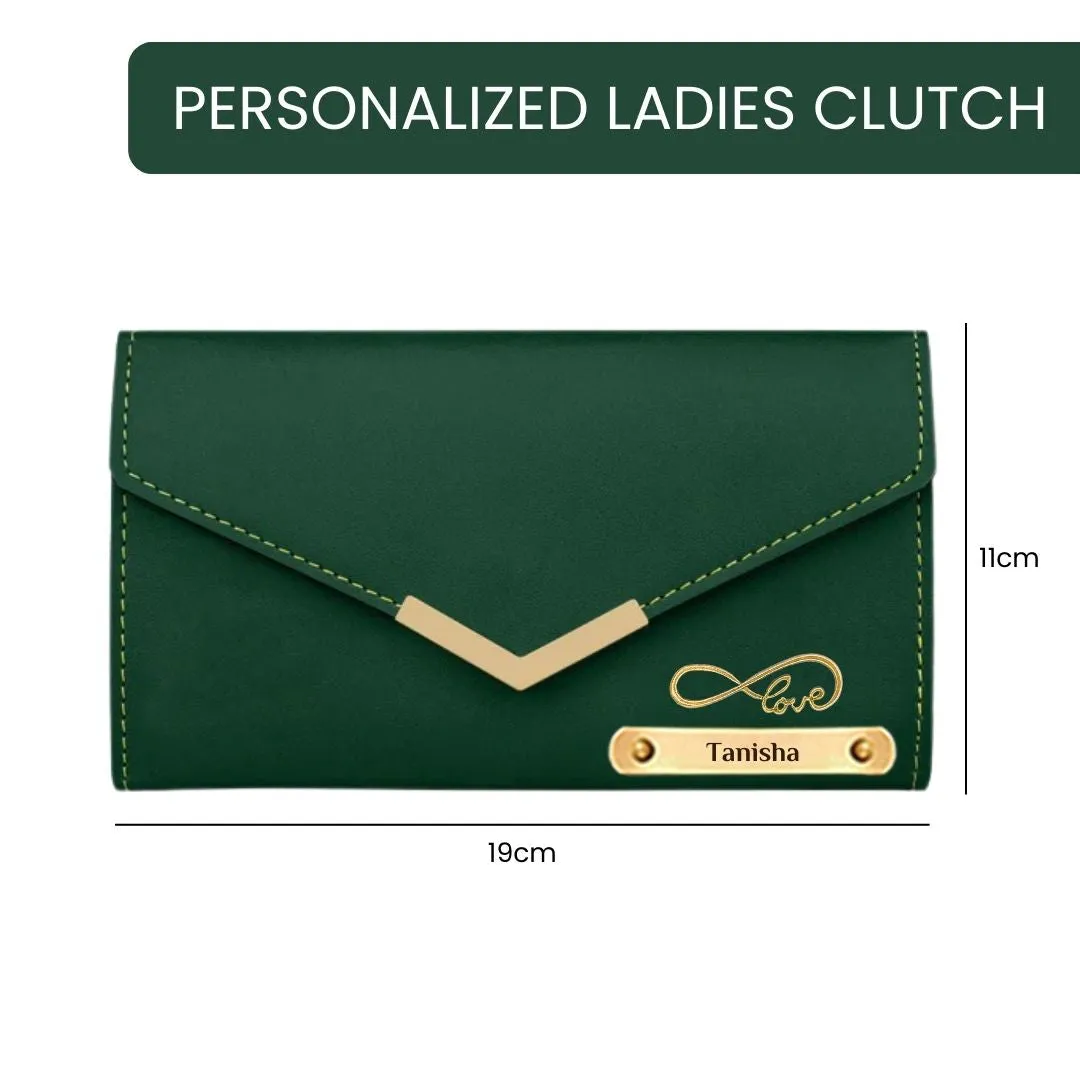 Customized Lady Purse with Coin Pouch, Card Holder and Love Charm - Green