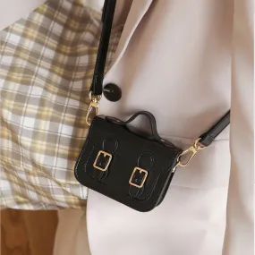 Cute Womens Mini Leather Crossbody Bag Black Leather Shoulder Bag