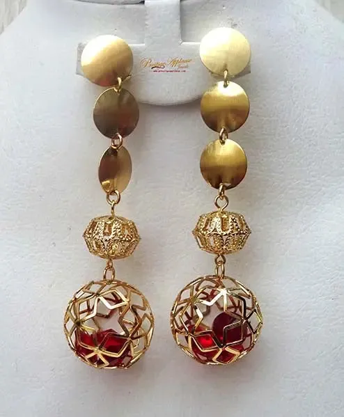 Elongated Ball with Red 3D Ball Party Earring Jewellery