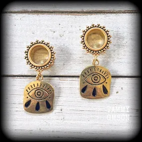 Evil eye tunnel earrings-Evil eye ear gauges