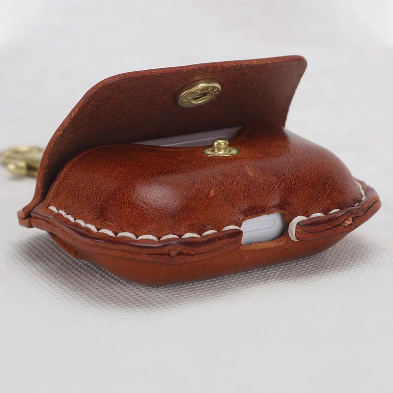 Fashion retro cowhide hand-stitched earphone bag