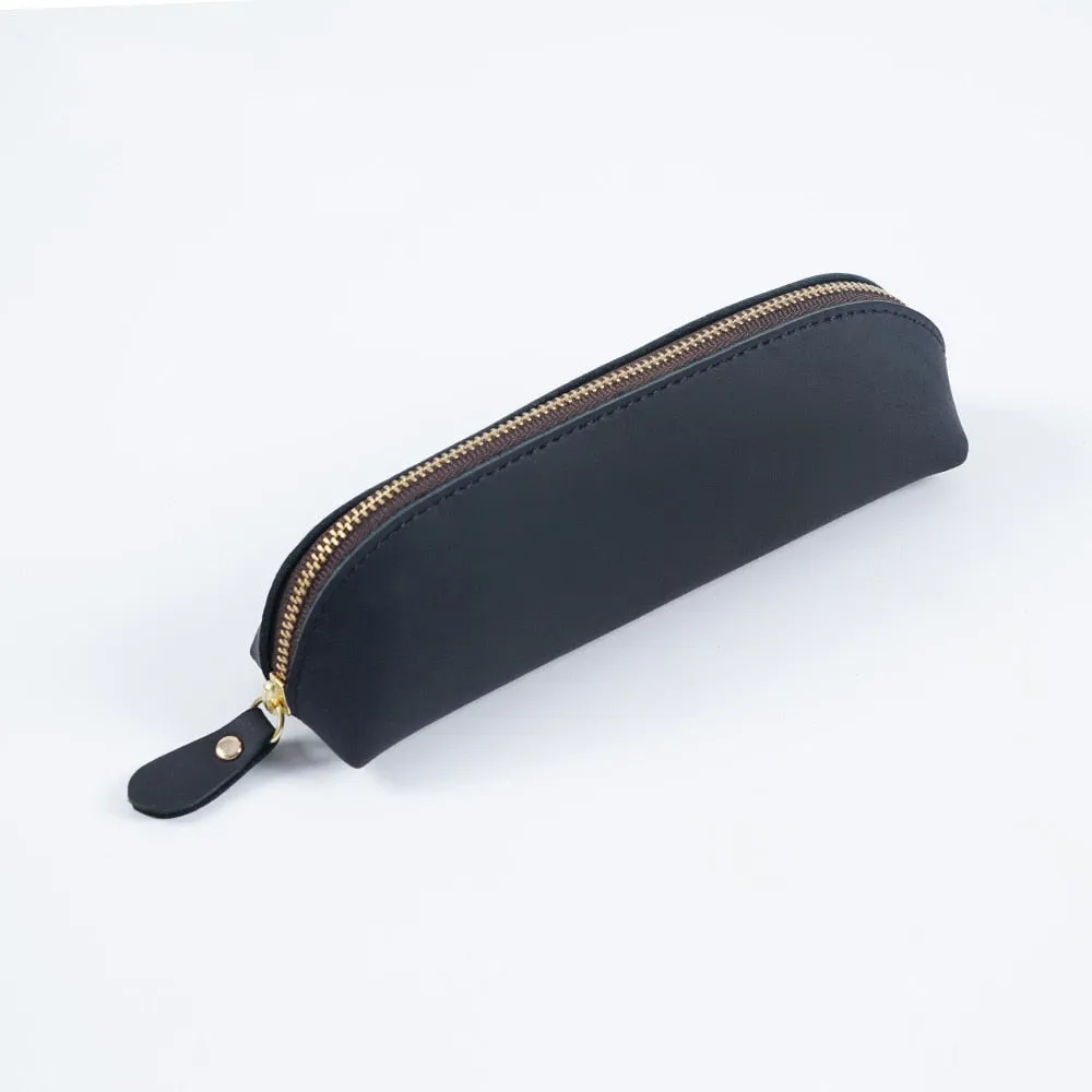 Genuine Leather Pencil Case Vintage Handmade Zipper Pen Bag Storage Pouch Classic Customized Souvenirs Prizes Gift Supplies