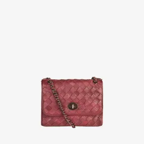 Genuine Leather Woven Crossbody Bag