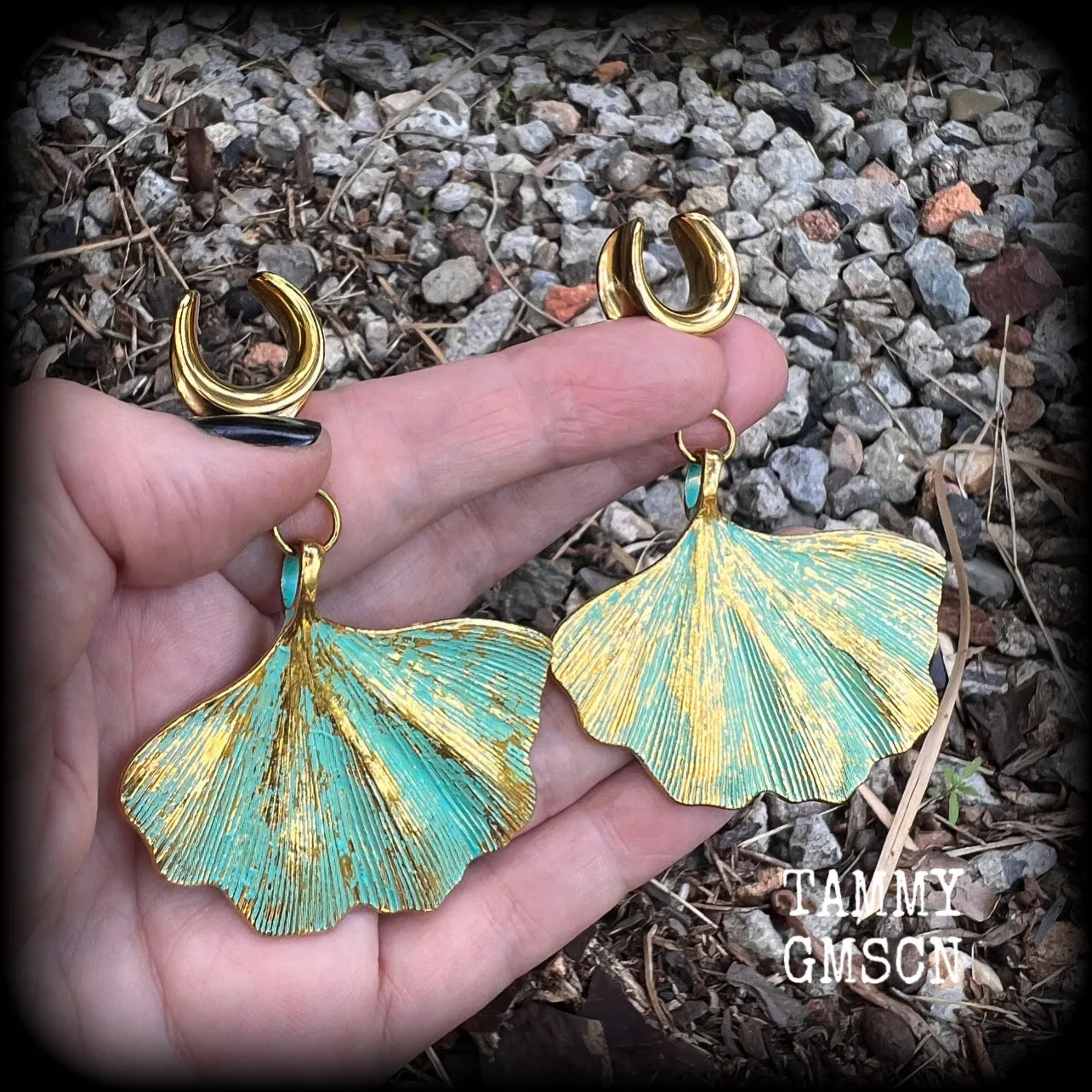 Ginkgo leaf ear weights-Fairycore ear hangers