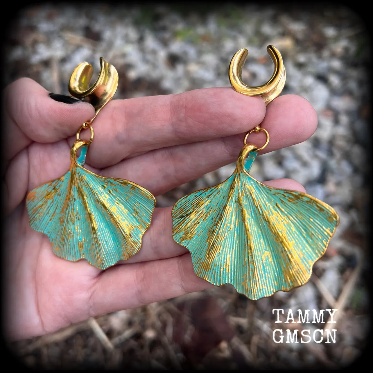 Ginkgo leaf ear weights-Fairycore ear hangers