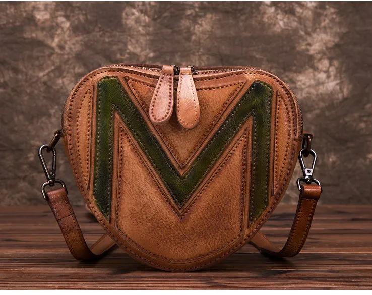 Heart Shaped Women Leather Crossbody Bags Purse Shoulder Bag for Women