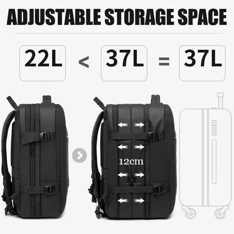Hnzxzm Travel Backpack Men Business Backpack School Expandable USB Bag Large Capacity 17.3 Laptop Waterproof Fashion Backpack