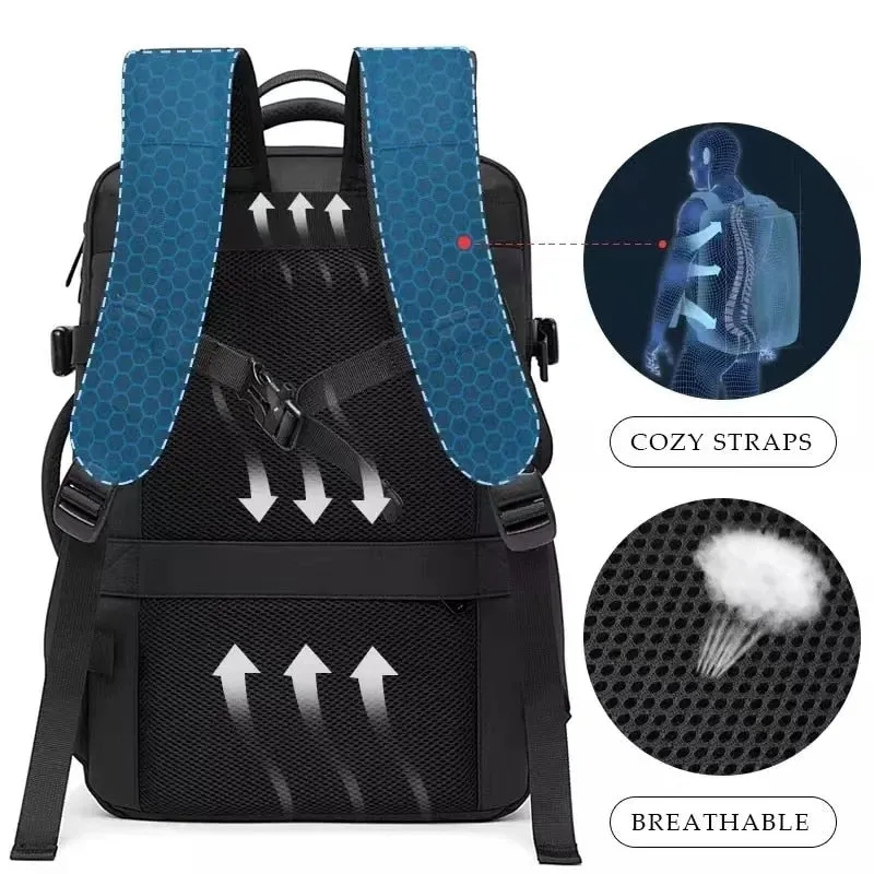 Hnzxzm Travel Backpack Men Business Backpack School Expandable USB Bag Large Capacity 17.3 Laptop Waterproof Fashion Backpack