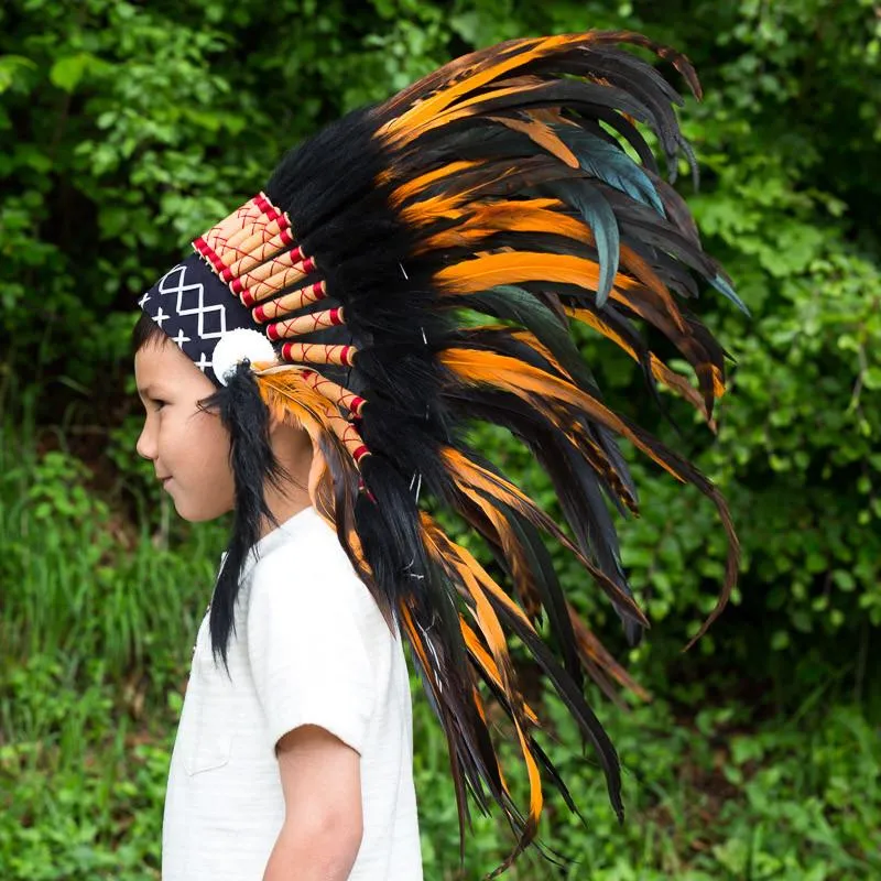 Kids Headdress - Black & Orange