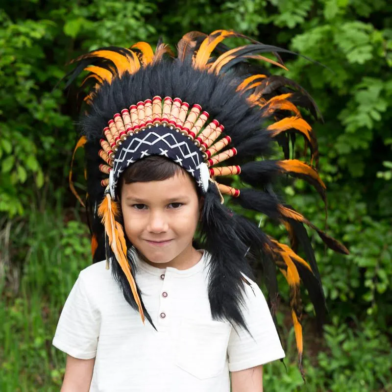 Kids Headdress - Black & Orange