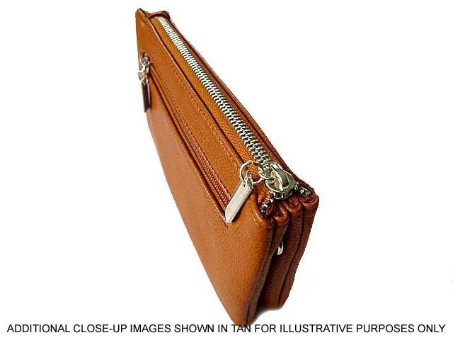 LARGE MULTI-COMPARTMENT CROSS-BODY PURSE BAG WITH WRIST AND LONG STRAPS - PALE TAUPE BEIGE
