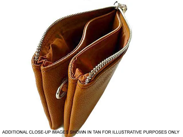 LARGE MULTI-COMPARTMENT CROSS-BODY PURSE BAG WITH WRIST AND LONG STRAPS - PALE TAUPE BEIGE