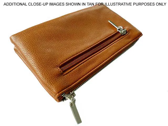 LARGE MULTI-COMPARTMENT CROSS-BODY PURSE BAG WITH WRIST AND LONG STRAPS - PALE TAUPE BEIGE