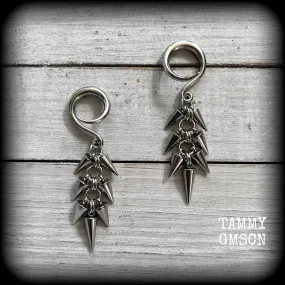 Metal spike gauged earrings-Punk earrings