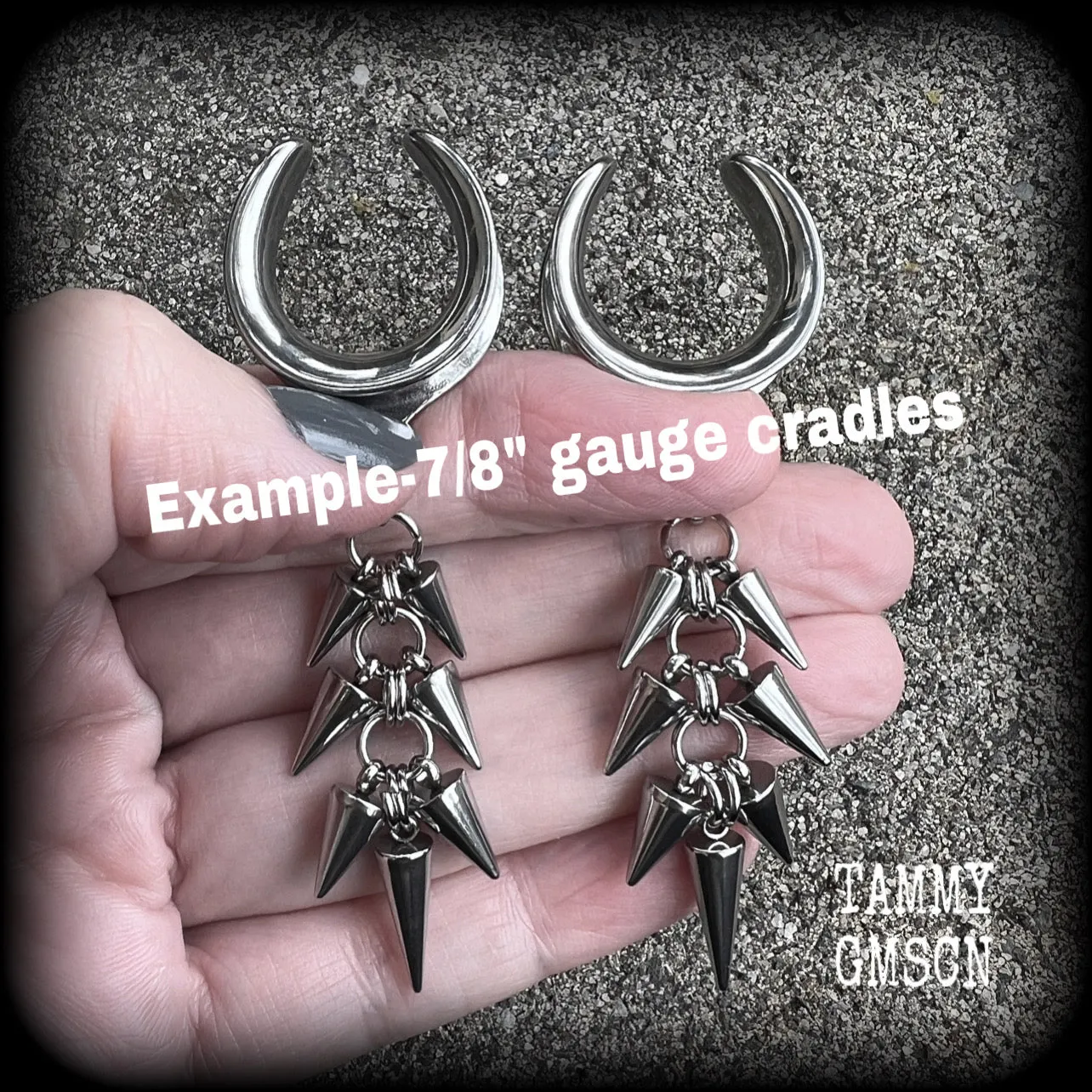 Metal spike gauged earrings-Punk earrings
