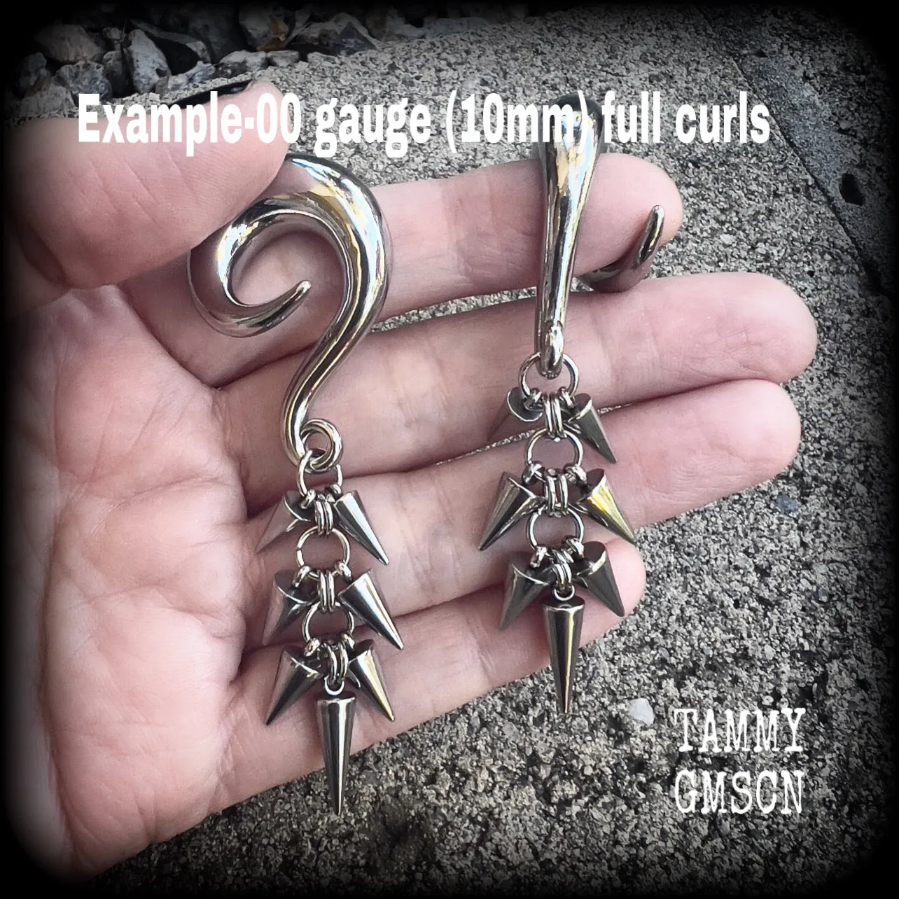 Metal spike gauged earrings-Punk earrings