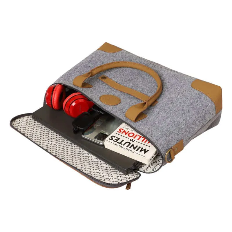 Mona B - Unisex Messenger | Small Overnighter Bag for upto 14" Laptop/Mac Book/Tablet with Stylish Design: Arctic Light Grey