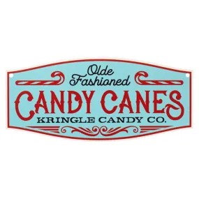 Olde Fashioned Candy Canes Sign - 11.5" x 5", Blue, Red & White