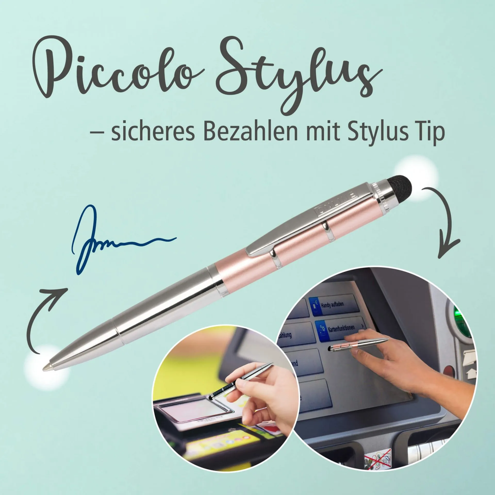 Online Piccolo Ballpoint Pen - Pastel Pink (Mini Sized with Stylus)