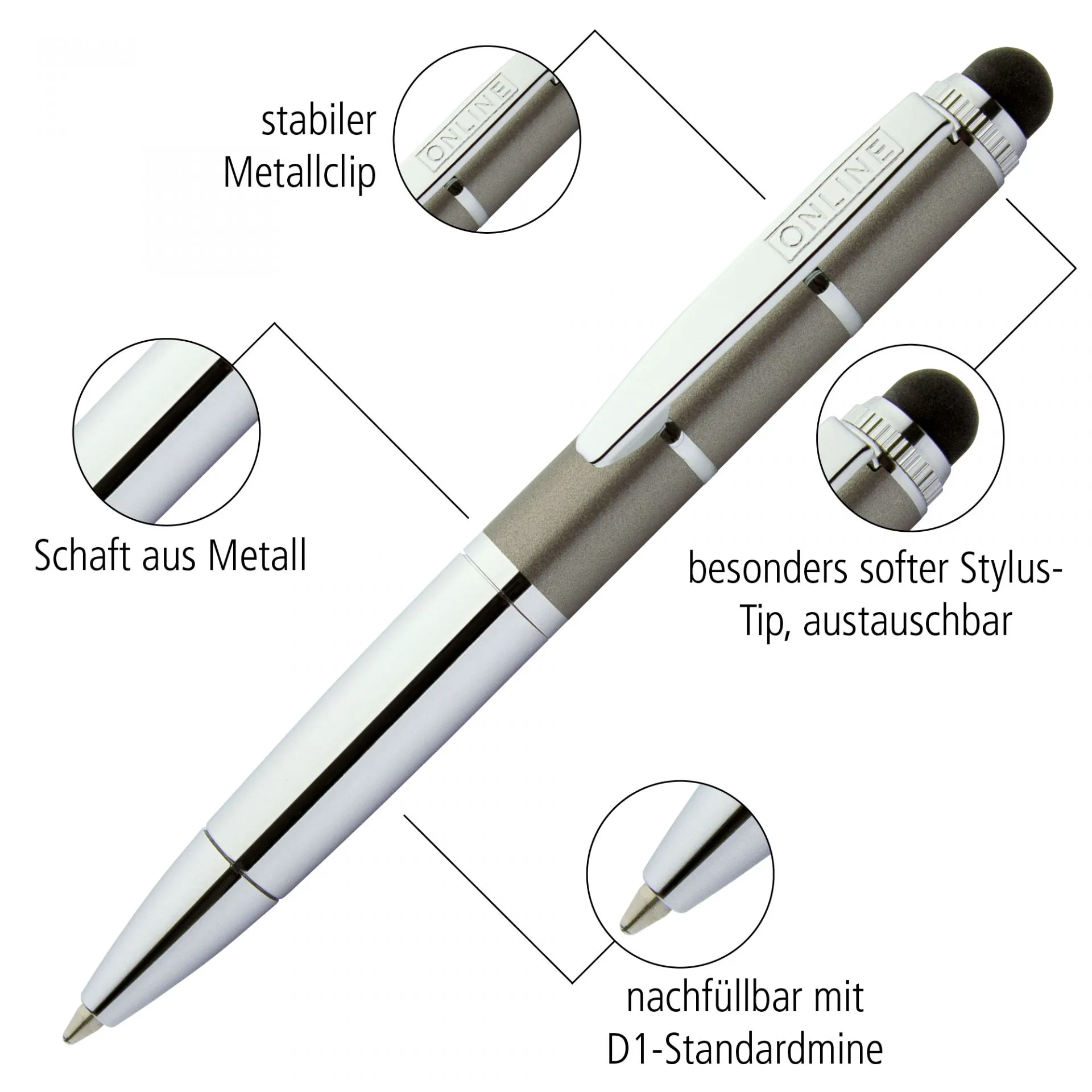 Online Piccolo Ballpoint Pen - Pastel Pink (Mini Sized with Stylus)