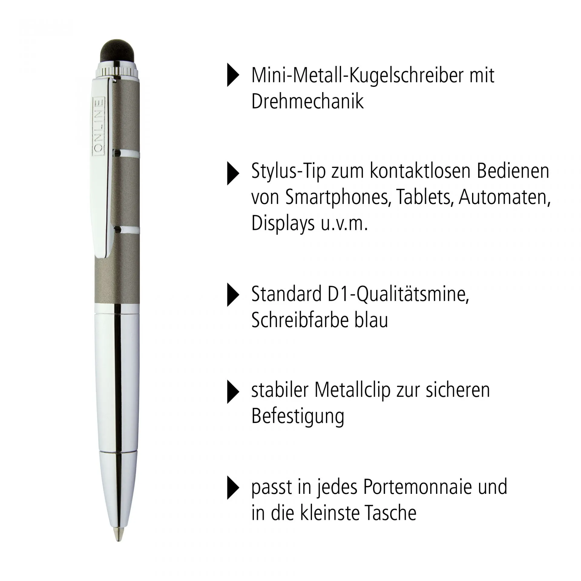 Online Piccolo Ballpoint Pen - Pastel Pink (Mini Sized with Stylus)