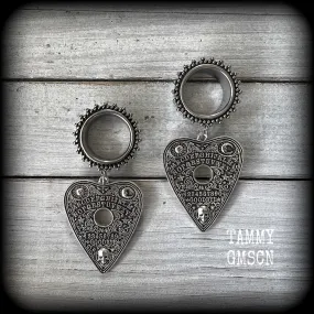 Ouija board planchette tunnel earrings-Esoteric gauged earrings