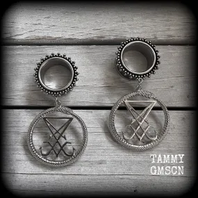 Ouroboros tunnel earrings-Occult gauged earrings