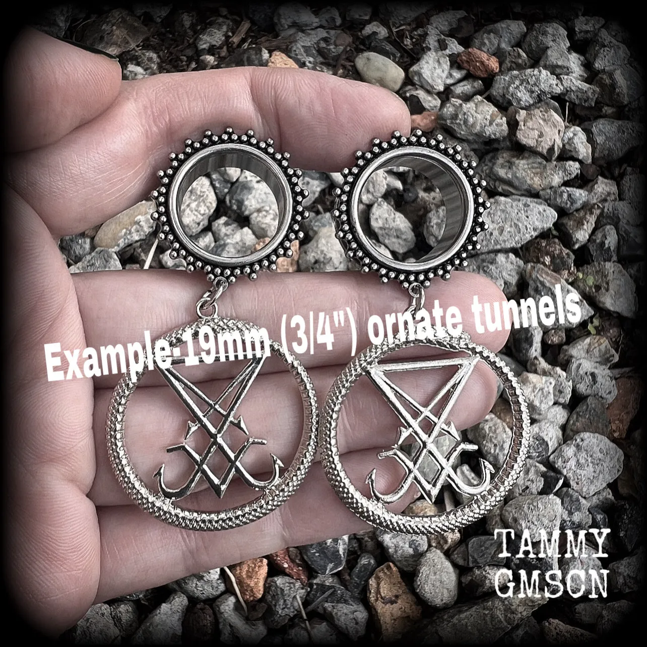 Ouroboros tunnel earrings-Occult gauged earrings