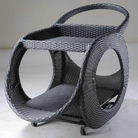 Outdoor Wicker Serving Trolley- Latte