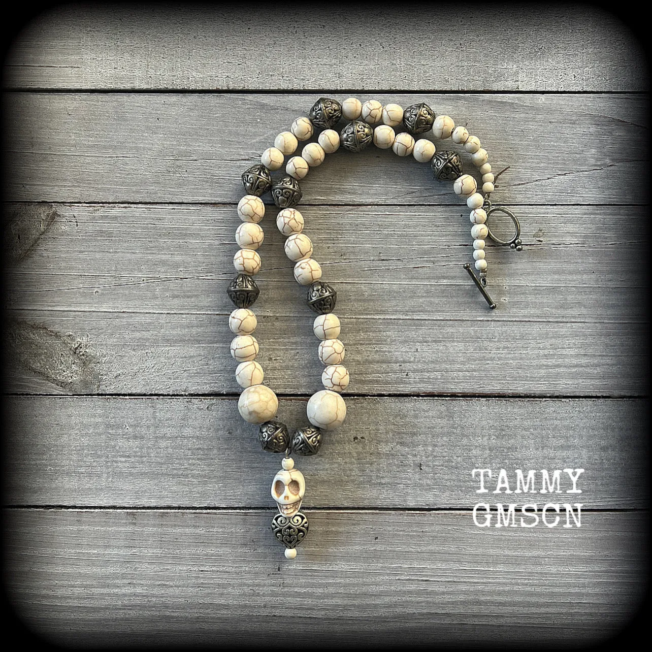 Skull and heart necklace-Erzulie necklace