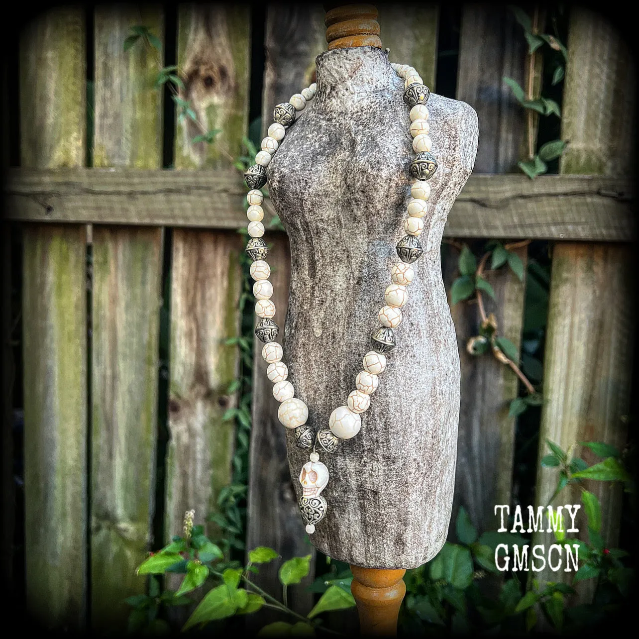 Skull and heart necklace-Erzulie necklace