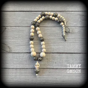 Skull and heart necklace-Erzulie necklace