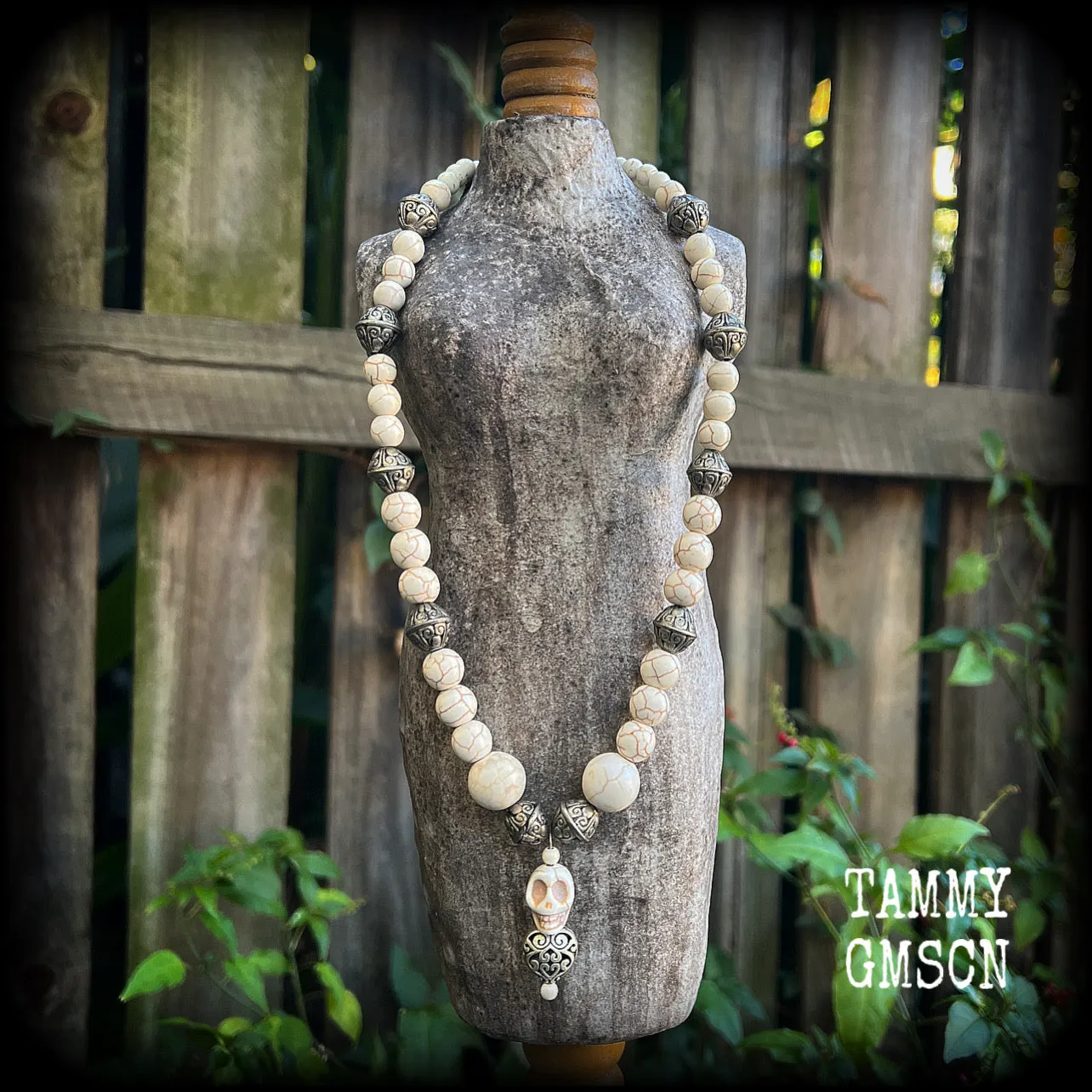 Skull and heart necklace-Erzulie necklace