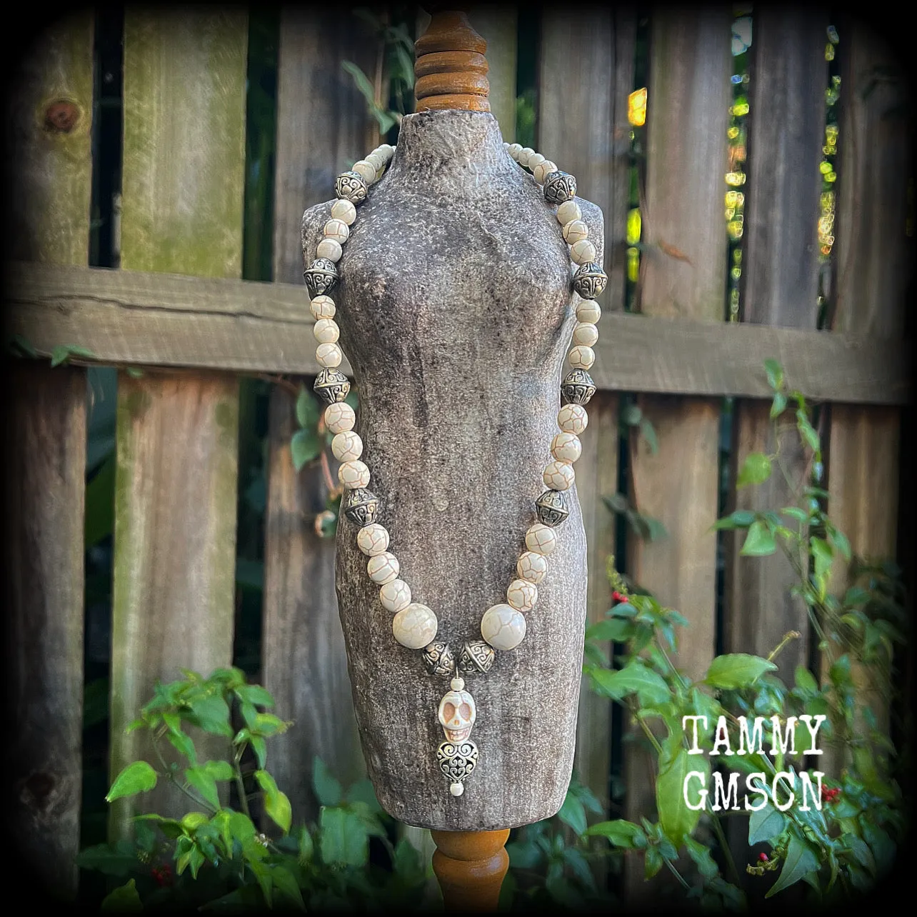 Skull and heart necklace-Erzulie necklace