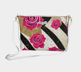 Striped Roses - Vegan Leather Crossbody Purse