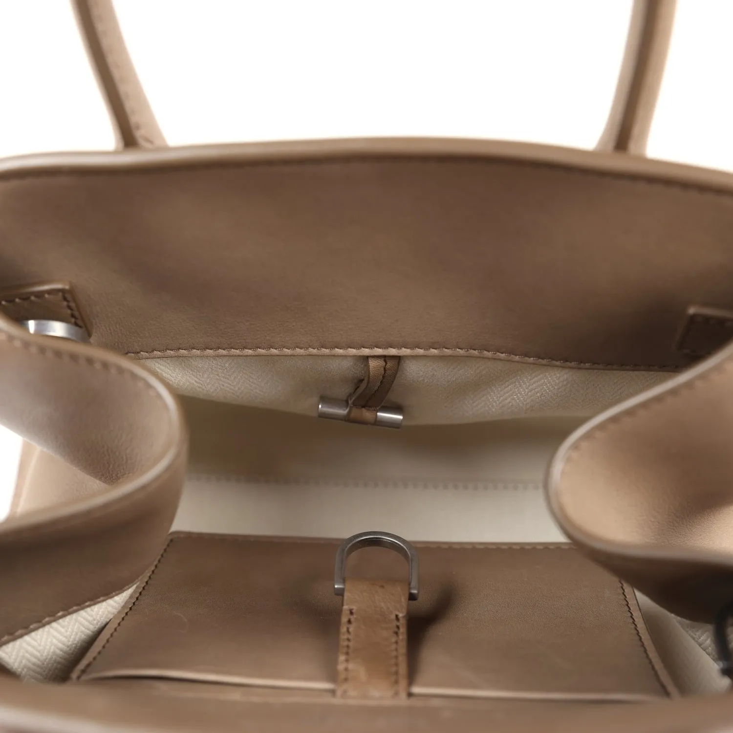The Row Soft Margaux 10 Bag Mouse Grey Saddle Leather Silver Hardware