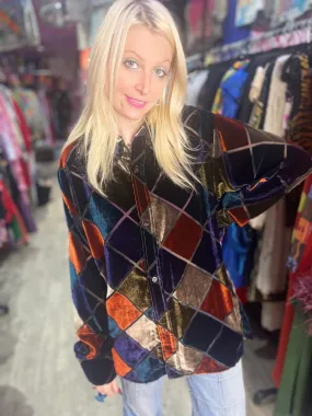 Vintage 90s Harlequin Velvety Top