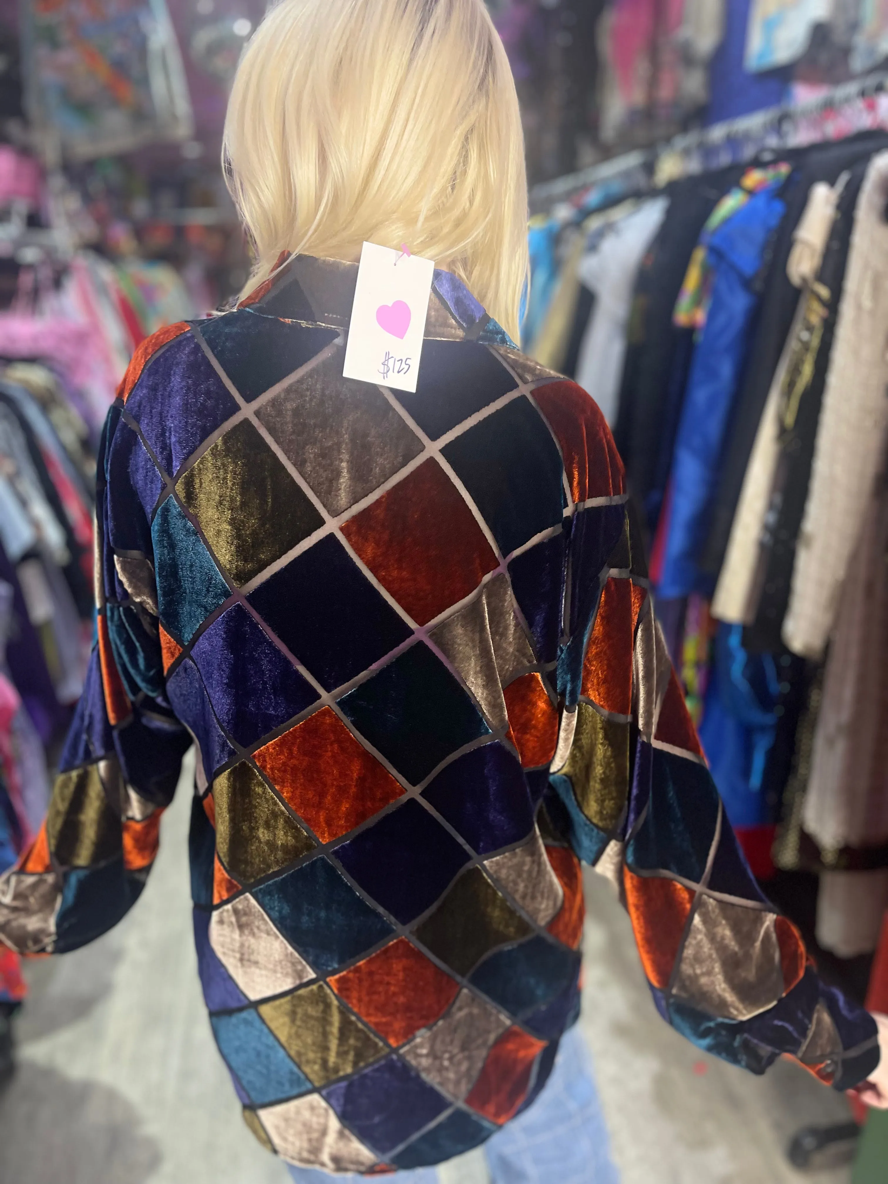 Vintage 90s Harlequin Velvety Top