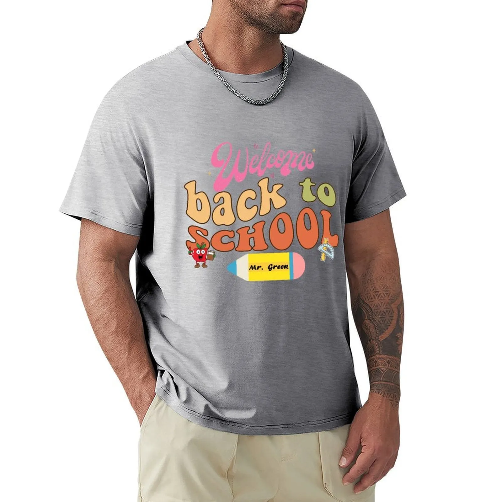 Welcome Back to School Personalized Name Cotton T-shirt for Men Back to School