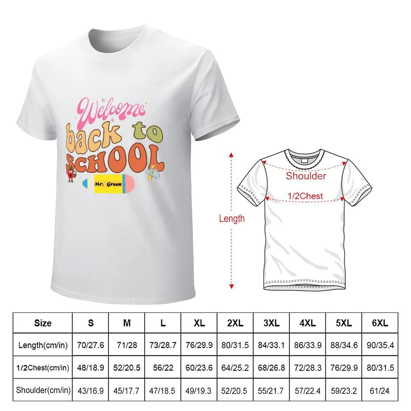 Welcome Back to School Personalized Name Cotton T-shirt for Men Back to School